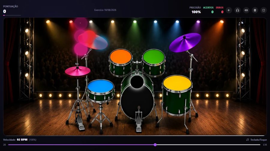Tela do Jogo de Bateria com o palco e a bateria eletrônica