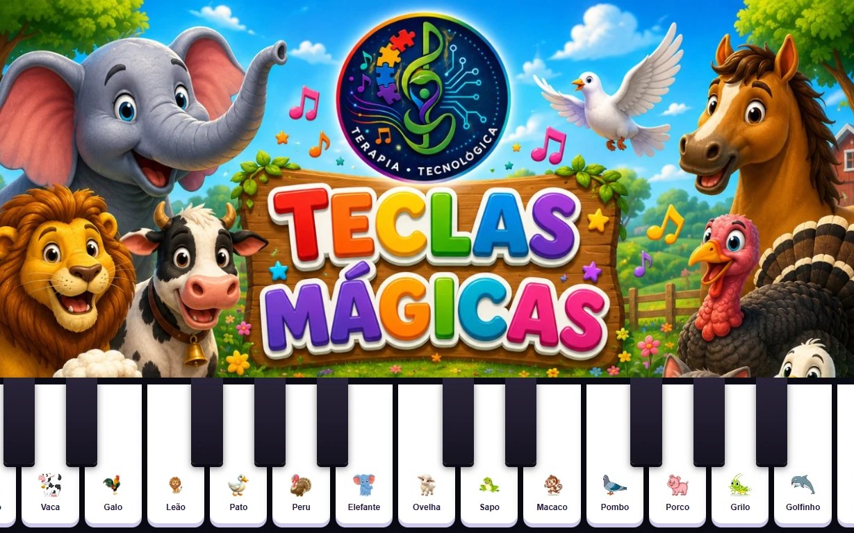 Tela do Teclas Mágicas com teclado de animais